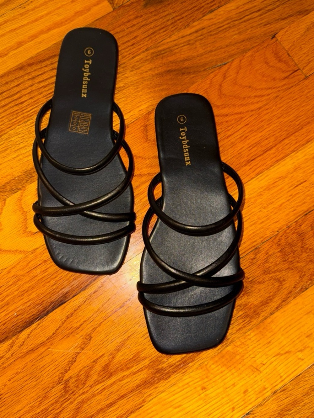 Black Strappy Slide Sandals for Women